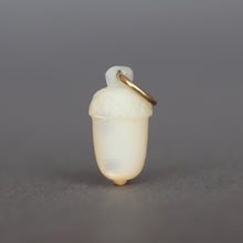 Load image into Gallery viewer, Antique victorian era acorn pendant charm carved from mother of pearl with a gold jump ring. Symbol of growing love.