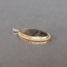 Load image into Gallery viewer, Antique dendritic agate pendant with diamonds in 14ct gold