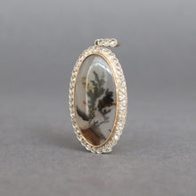 Load image into Gallery viewer, Antique dendritic agate pendant with diamonds in 14ct gold