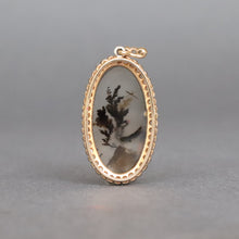 Load image into Gallery viewer, Antique dendritic agate pendant with diamonds in 14ct gold