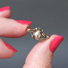 Load image into Gallery viewer, Georgian diamond ring. Antique diamond ring. Antique pear cut diamond ring. Georgian pear cut diamond ring. Antique rose cut diamond ring. Georgian rose cut diamond ring. Antique foiled diamond ring. Antique foil back ring. Georgian foiled ring. Georgian foil back ring. Cut down collet ring. Pie crust ring.