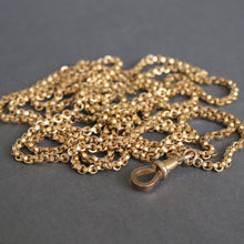 Load image into Gallery viewer, Antique gold chain. Antique chain. Long guard chain. Longuard chain. Gold long guard chain. Belcher link chain. Gold belcher link chain. Hinged clip. Faceted belcher links. Victorian chain. Gold Victorian chain.