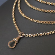 Load image into Gallery viewer, Antique belcher link long guard chain in 9ct gold (60"/152cm)