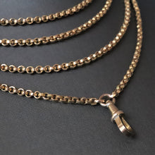 Load image into Gallery viewer, Antique belcher link long guard chain in 9ct gold (60"/152cm)