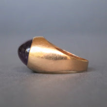 Load image into Gallery viewer, Vintage Scandinavian mid-century amethyst dome ring in 18ct gold