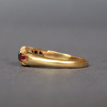 Load image into Gallery viewer, Antique Victorian era five-stone emerald & spinel ring in 18ct gold