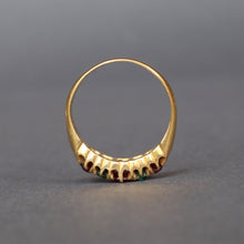 Load image into Gallery viewer, Antique Victorian era five-stone emerald & spinel ring in 18ct gold