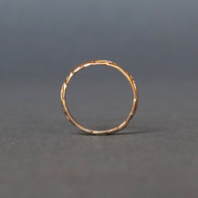 Load image into Gallery viewer, Thin stacking band with laurel leaf engraving in 14ct rose gold