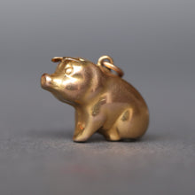 Load image into Gallery viewer, Georg Jensen jewellery. Georg Jensen jewelry. Vintage Georg Jensen jewellery. Vintage Georg Jensen jewelry. Georg Jensen pig. Georg Jensen pig charm. Georg Jensen pig pendant. Vintage pig charm. Vintage pig pendant. Gold pig charm. Gold pig pendant. 1970s charm.