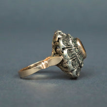 Load image into Gallery viewer, Vintage cocktail ring with sapphire (0.6ct) & diamonds in 12ct gold