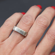 Load image into Gallery viewer, Vintage saddle ring. saddle ring. Diamond saddle ring. Mid-century ring. Mid-century modernist ring. Mid-century modern ring. Vintage modernist ring. Vintage mid-century ring. Vintage diamond and white gold ring. 1960s ring.