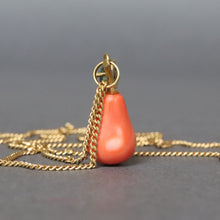Load image into Gallery viewer, Vintage Italian coral pear pendant with UnoAErre chain in 18ct gold