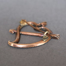 Load image into Gallery viewer, Antique Georgian era witch's heart brooch with garnets in 9ct gold