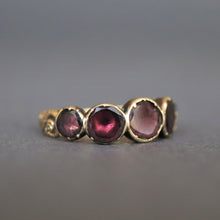 Load image into Gallery viewer, Antique Georgian era five stone garnet ring in 14ct gold