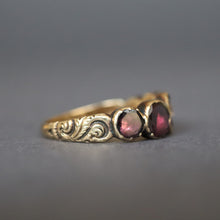Load image into Gallery viewer, Antique Georgian era five stone garnet ring in 14ct gold