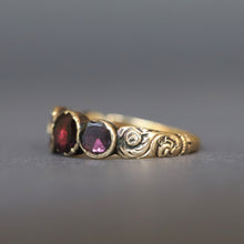 Load image into Gallery viewer, Antique Georgian era five stone garnet ring in 14ct gold