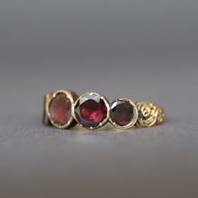 Load image into Gallery viewer, Antique Georgian era five stone garnet ring in 14ct gold