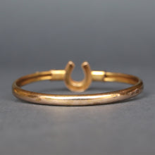 Load image into Gallery viewer, Antique horseshoe bangle with coral & turquoise in 14ct gold
