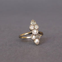 Load image into Gallery viewer, Antique 'north south' ring with old cut diamonds (1ct) in silver