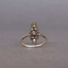 Load image into Gallery viewer, Antique 'north south' ring with old cut diamonds (1ct) in silver
