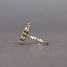 Load image into Gallery viewer, Antique 'north south' ring with old cut diamonds (1ct) in silver