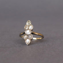 Load image into Gallery viewer, Antique 'north south' ring with old cut diamonds (1ct) in silver