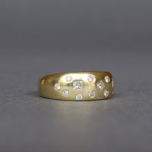 Load image into Gallery viewer, Vintage heavy stacking band with mixed cut diamonds