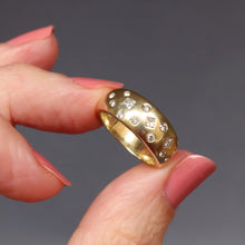 Load image into Gallery viewer, Vintage heavy stacking band with mixed cut diamonds