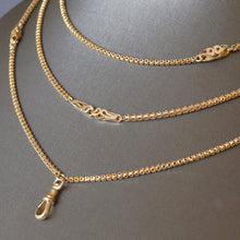 Load image into Gallery viewer, Antique Victorian fancy link guard chain in 9ct gold (56" / 144cm)