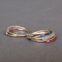 Load image into Gallery viewer, Vintage five-band harem ring with diamonds, spinels & tourmalines