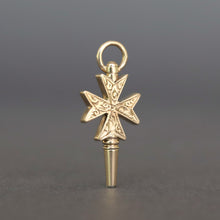 Load image into Gallery viewer, Antique Victorian era Maltese cross watch key in 14ct gold