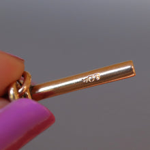 Load image into Gallery viewer, Antique T-bar fob with jump ring in 9ct rose gold