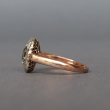 Load image into Gallery viewer, Antique blue sapphire (0.8ct) & diamond cluster ring in 9ct gold