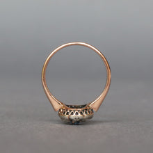 Load image into Gallery viewer, Antique blue sapphire (0.8ct) & diamond cluster ring in 9ct gold