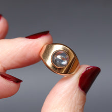 Load image into Gallery viewer, Vintage spinel ring. Grey spinel ring. Gray spinel ring. Smoky grey spinel. Smoky gray spinel. Vintage minimalist ring. 1960s spinel ring. Cabochon spinel ring. Vintage Scandi ring. Vintage Scandinavian ring. Vintage Swedish ring.