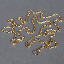 Load image into Gallery viewer, Antique Victorian era long guard chain in 9ct gold with dog clip (33" / 84cm)