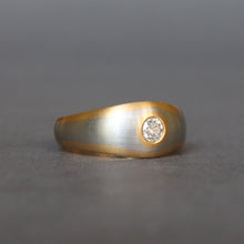 Load image into Gallery viewer, Minimalist diamond (0.15ct) solitaire ring, platinum & 18ct gold