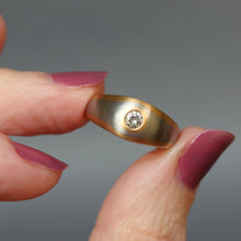 Load image into Gallery viewer, Minimalist ring. Modernist ring. Diamond solitaire ring. Minimalist engagement ring. Modernist engagement ring. Diamond solitaire engagement ring. Bezel set diamond ring. Brilliant cut diamond ring. Platinum solitaire ring. Two tone metal ring. Two tone diamond ring. Two tone metal ring.