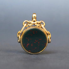 Load image into Gallery viewer, Antique Victorian era spinner fob with intaglio in 18ct gold