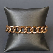 Load image into Gallery viewer, Antique chunky curb link bracelet with heart padlock in 9ct gold