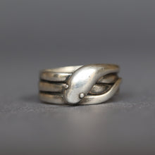Load image into Gallery viewer, Antique Victorian era snake serpent ring. Snake band. Serpent ring. Antique snake ring in sterling silver. Minimal design. Simple design. Fully hallmarked.