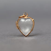 Load image into Gallery viewer, Antique puffy heart locket with glass leaves and yellow gold gilding