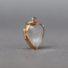 Load image into Gallery viewer, Antique puffy heart locket with glass leaves and yellow gold gilding