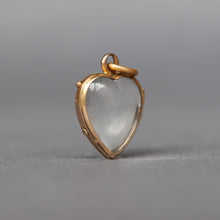 Load image into Gallery viewer, Antique puffy heart locket with glass leaves and yellow gold gilding