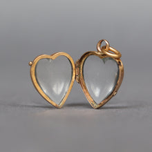 Load image into Gallery viewer, Antique puffy heart locket with glass leaves and yellow gold gilding