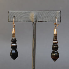 Load image into Gallery viewer, Antique banded agate torpedo drop earrings with faceted design