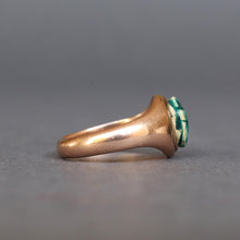 Load image into Gallery viewer, Vintage Egyptian revival scarab ring with blue faience in 9ct gold
