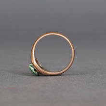 Load image into Gallery viewer, Vintage Egyptian revival scarab ring with blue faience in 9ct gold