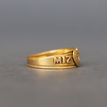 Load image into Gallery viewer, Antique double heart 'mizpah' ring with diamonds in 18ct gold