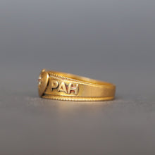 Load image into Gallery viewer, Antique double heart 'mizpah' ring with diamonds in 18ct gold